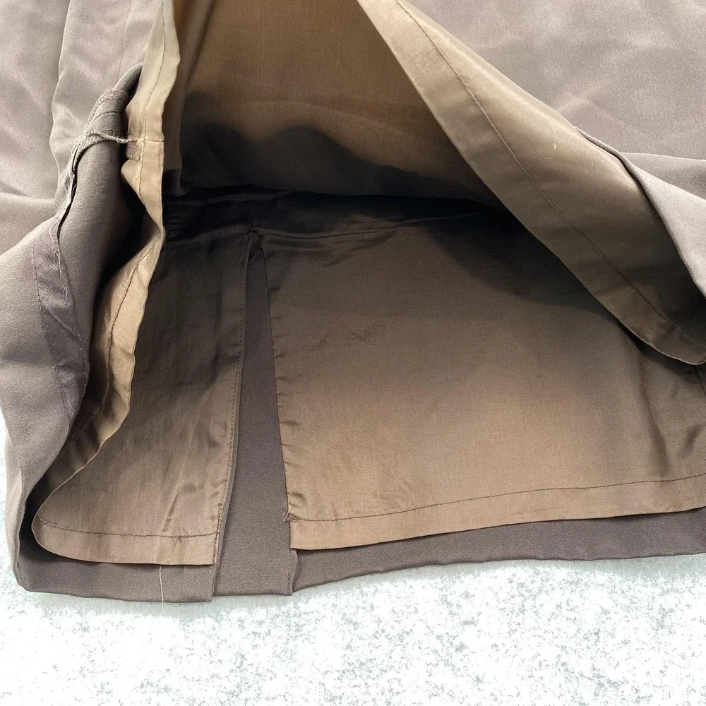 Preston & York Skirt Womens 12 (28 Waist) Brown Silk Satin Pencil Knee Length